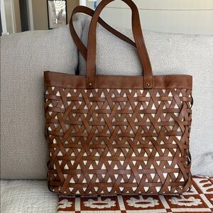 Leather Woven Tote Bag